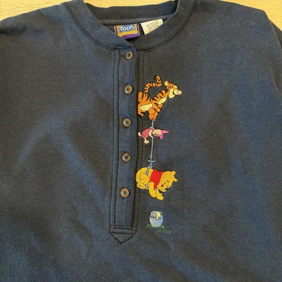 Vintage 90s Y2K Disney Winnie The Pooh Sweatshirt Embroidered Size L Tigger Pooh - Picture 2 of 7